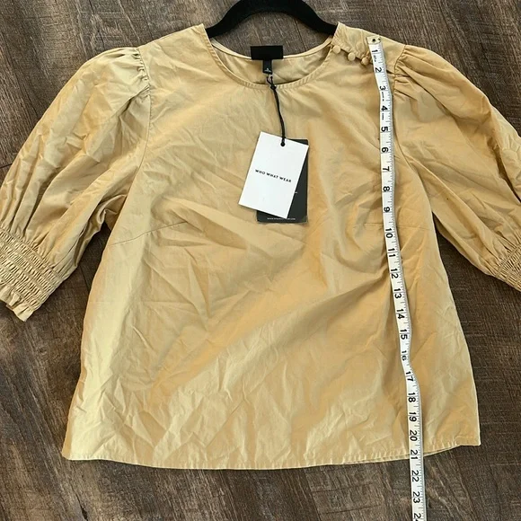 NWT Who What Wear Tan Puff Sleeve Blouse - Picture 11 of 14